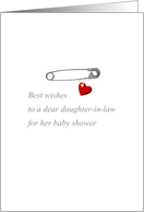Baby Shower for Daughter-in-Law Safety Pin and a Red Heart card