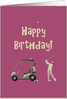 Golf Birthday Teen Girl Golfer And Cart card