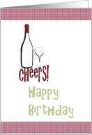 Birthday Cheers Sketch Of Wine Bottle And Glass card