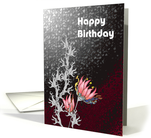 Birthday Abstract Florals in Pink and Grey card (1049823)