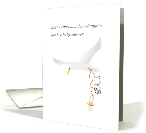 Daughter's Baby Shower Bird Carrying Teething Ring and Pacifier card