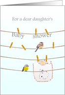 Daughter’s Baby Shower Birds and Bib on Washing Line card