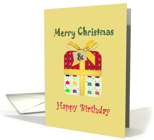 Birthday on Christmas Day Two in One Present card (1051831)