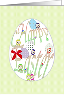 Easter Eggs and Cute Easter Owls card