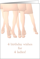 Birthday for quadruplet girls, Sisters standing together card