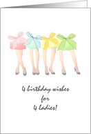Birthday for quadruplet girls, Sisters standing together card