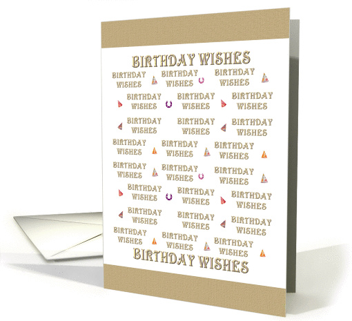 Plenty of birthday wishes, party hats, horseshoes card (1057671)