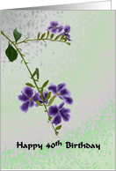 40th Birthday Purple Flower Spray card
