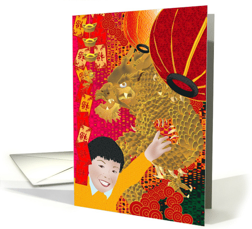 Joyful Chinese New Year Upside Down Fu Symbols for Good Luck card