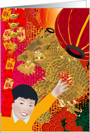 Joyful Chinese New Year Upside Down Fu Symbols for Good Luck card