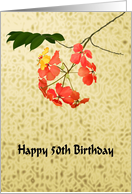 50th Birthday Spray Of Orange Flowers card