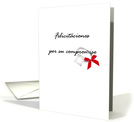 Engagement Congratulations In Spanish Diamond Solitaire Red Bow card