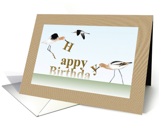 Birthday Avocets Bringing In The Birthday Message card (1062143)