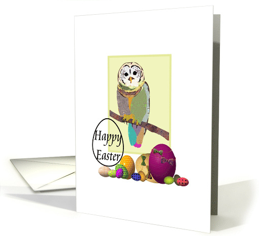 Easter Owl and Colorful Easter Eggs card (1063189)