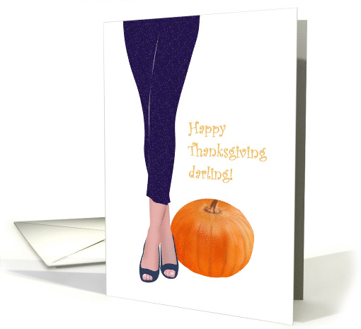 Thanksgiving for Husband Legs and Pumpkin card (1065295)