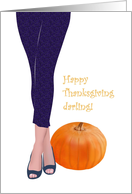 Thanksgiving for Husband Legs and Pumpkin card
