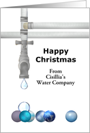 Christmas Greeting From Water Company To Clients Baubles On Tap card