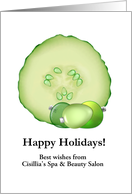 Happy Holidays Spa Beauty Salon To Clients Cucumber Bauble Seeds card