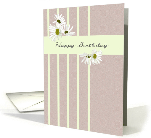 Pretty white daisies on a grey patterned background, Birthday card