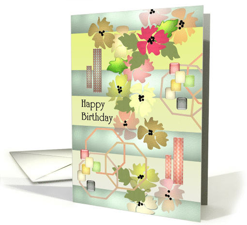 Birthday Colorful Florals And Geometric Shapes card (1066331)