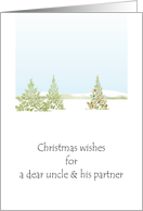 Christmas Wishes for Uncle and Partner Pretty Snow Scene card
