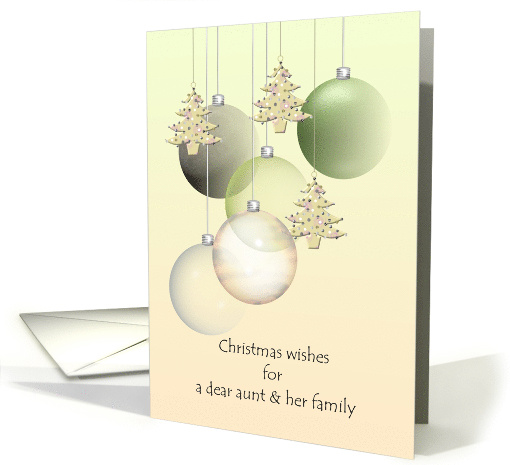 Christmas Aunt and Family Glass Baubles Holiday Tree Ornaments card