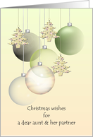 Christmas Aunt and Partner Glass Baubles Holiday Tree Ornaments card