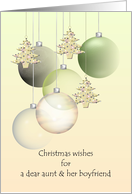 Christmas Aunt and Boyfriend Glass Baubles Holiday Tree Ornaments card