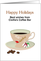 Custom Christmas Coffee Santa Reindeer Cup Gift Wrapped Sugar Cubes card