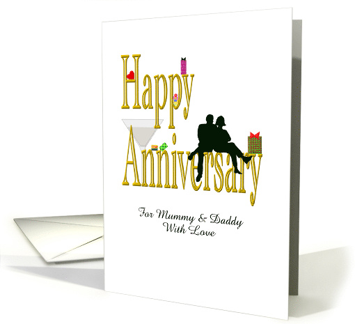 Happy Anniversary Mummy and Daddy Sitting Close Together card