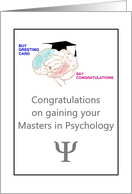 Congratulations Masters in Psychology Psi Graduation Cap on Brains card