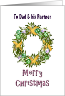 Christmas Greeting for Dad and Partner Mistletoe Holiday Wreath card