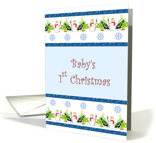 Baby's First Christmas Snowmen Holiday Trees and Snowflakes card