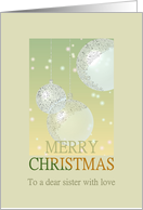 Christmas For Sister Etched Glass Baubles card
