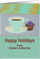 Custom Greeting Coffee Bar to Customers Christmas Coffee and Cupcake card