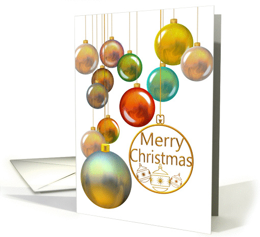 Christmas, lots of colorful glass baubles card (1070397)