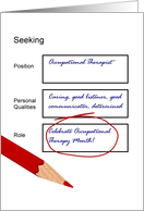 National Occupational Therapy Month, Seeking to celebrate OT month card
