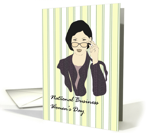National Business Women's Day, lady holding her spectacles card