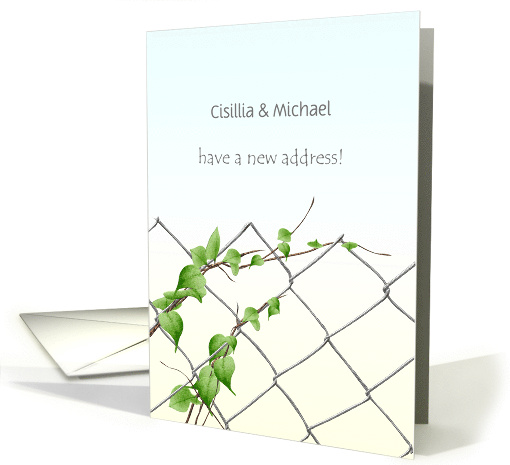 Custom Moving Announcement Wire Garden Fence And Climbing Plant card