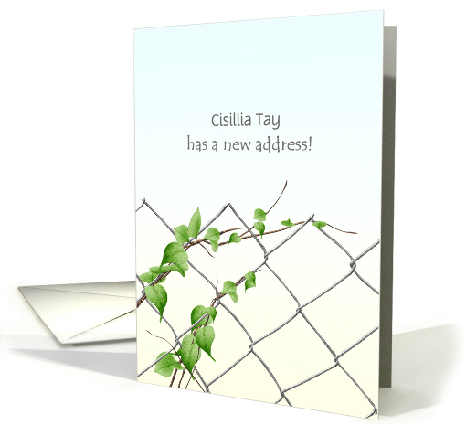 Custom Moving Announcement Wire Garden Fence And Climbing Plant card