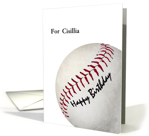 Happy Birthday Written On Baseball Sports Custom Name card (1081896)