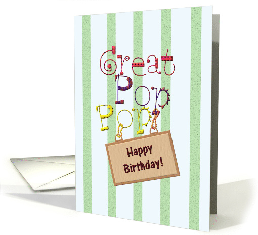 Birthday for Great Pop Pop Great Grandfather Fun Colorful Letters card