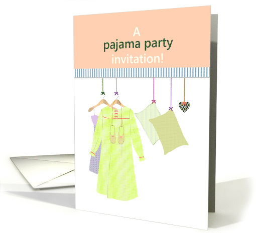 Pajama Party Invitation Nightdresses Pillows And Slippers card
