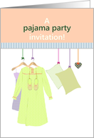 Pajama Party Invitation Nightdresses Pillows And Slippers card