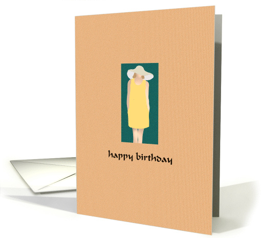 Birthday Lady In Yellow Summer Dress And Wide Brim Hat card (1087598)