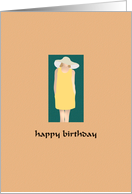 Birthday Lady In Yellow Summer Dress And Wide Brim Hat card