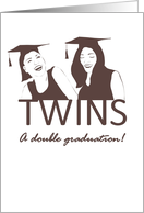 Graduation For Twin Girls Young Ladies Wearing Graduate Caps card