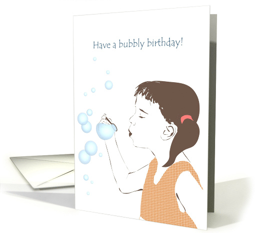 Birthday for Kids Girl Blowing Soap Bubbles card (1088538)
