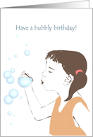 Birthday for Kids Girl Blowing Soap Bubbles card