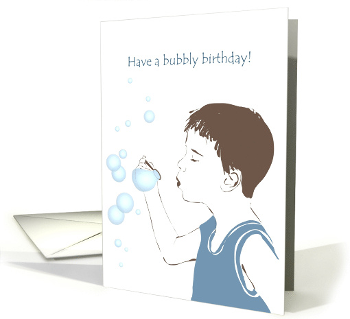 Birthday for Kids Boy Blowing Soap Bubbles card (1088540)